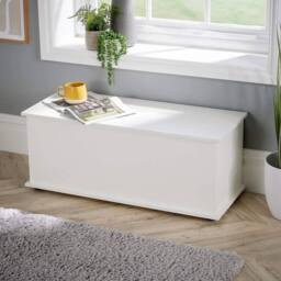 NESTLUNE White Storage Trunk Toy Chest Bedding or Blanket Box - Size: 100 cm x 100 cm - thumbnail 3