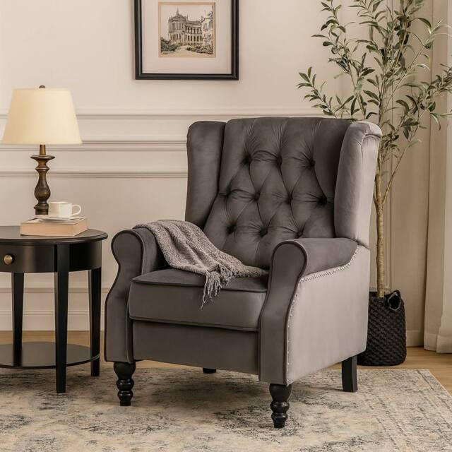 LUXURY LIFE Ashford Recliner Armchair Manual Push Back Recliner in Grey - image 1