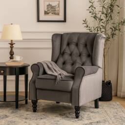 LUXURY LIFE Ashford Recliner Armchair Manual Push Back Recliner in Grey - thumbnail 1
