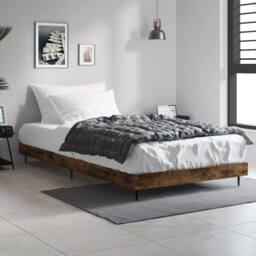Berkfield Home Bed Frame Smoked Oak 90x190 cm Single Engineered Wood in Brown - thumbnail 2