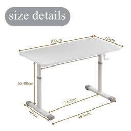 VOGREX White Marble MDF Hand Crank Height Adjustable Computer Desk - thumbnail 2