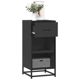 Berkfield Home Sideboard Black 35.5x35x76 cm Engineered Wood & Metal - thumbnail 2