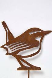 Homescapes Steel Eurasian Wren Garden Stake Decorations, Set of 2 in Brown - thumbnail 3