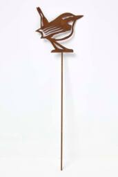Homescapes Steel Eurasian Wren Garden Stake Decorations, Set of 2 in Brown - thumbnail 2