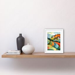 "Artery8 Wall Art Print Countryside Of Florence Italy Folk Artwork Framed 9X7 Inch in White - Size: W7"" x H9""" - thumbnail 2
