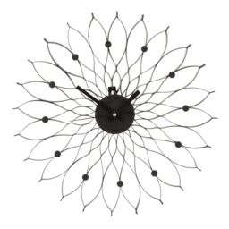 Orsina Black Metal Wall Clock, Floral Design Clock With Hour Discs, Petal-Inspired Clock With Contrasting Hands - thumbnail 2