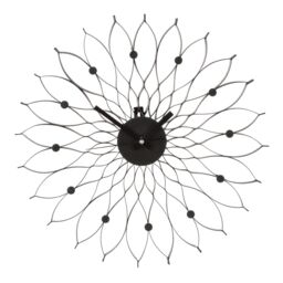 Orsina Black Metal Wall Clock, Floral Design Clock With Hour Discs, Petal-Inspired Clock With Contrasting Hands - thumbnail 1