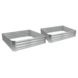 Harbour Housewares Raised Garden Beds - 2x Square Bottomless Galvanised Steel Planter 120 x 120cm in Silver - Size: 120 x 120 cm - thumbnail 1