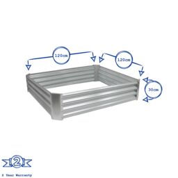 Harbour Housewares Raised Garden Beds - 2x Square Bottomless Galvanised Steel Planter 120 x 120cm in Silver - Size: 120 x 120 cm - thumbnail 3