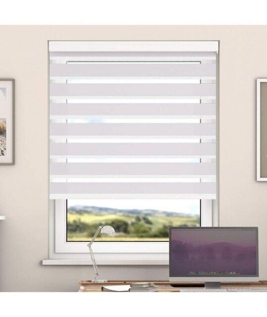 New Edge Blinds Blue Night Day & Night Zebra Roller Blind with Cassette in Navy - Size: 150 cm width x 200 cm drop