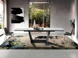 Angel Cerda Extendable Dining Table, Porcelain Marble Top, Black - thumbnail 4