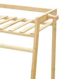 ExtraStar Anti-Tipping Trapezoidal Bamboo Clothing Rack with Side Shelves in Natural - thumbnail 4