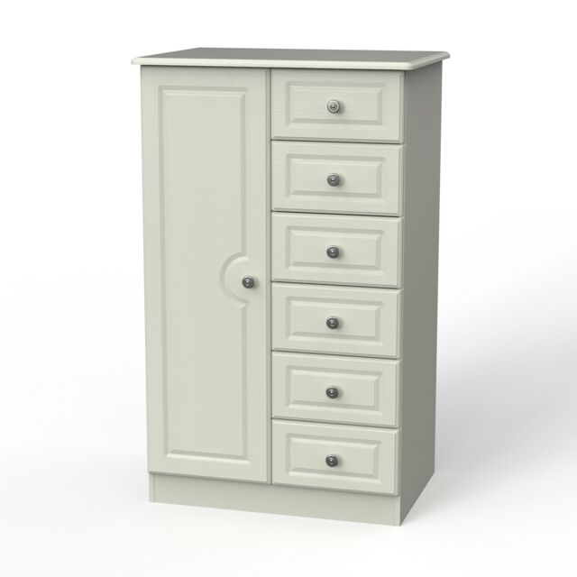 Ready Assembled 2 U Stirling 1 Door 5 Drawer Childrens Wardrobe (Ready Assembled) in Taupe