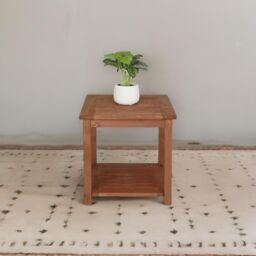 FURNOS 2 Tier Wooden Side Coffee Table For Garden Brown - thumbnail 4