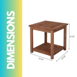 FURNOS 2 Tier Wooden Side Coffee Table For Garden Brown - thumbnail 5