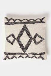 Homescapes Koba Handwoven Traditional Black & Cream Cushion - Size: 45 cm x 45 cm