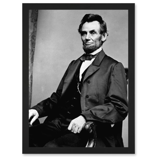 Artery8 Vintage Photo Portrait Honest Abe Abraham Lincoln President America USA Artwork Framed Wall Art Print A4 in Black - image 1