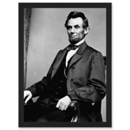 Artery8 Vintage Photo Portrait Honest Abe Abraham Lincoln President America USA Artwork Framed Wall Art Print A4 in Black - thumbnail 1