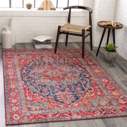 Livabliss Iris-Vintage Blue Red Beige Traditional Boho Living Dining Bedroom Rug - Size: 110 cm x 170 cm - thumbnail 1