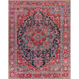 Livabliss Iris-Vintage Blue Red Beige Traditional Boho Living Dining Bedroom Rug - Size: 110 cm x 170 cm - thumbnail 2