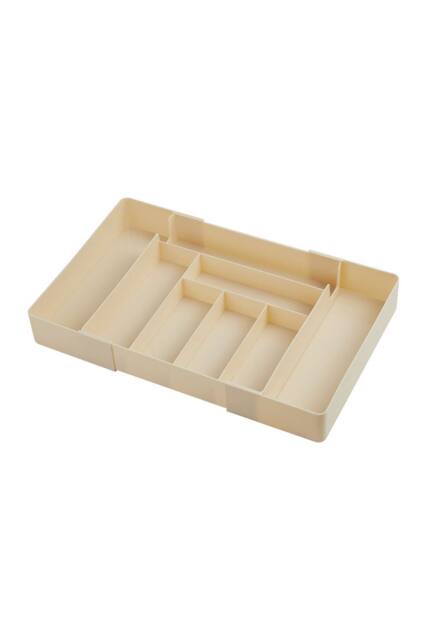 Living and Home 8-Compartment Adjustable Drawer Storage Organiser Tableware Storage Box Cutlery Tray in Cream - image 1