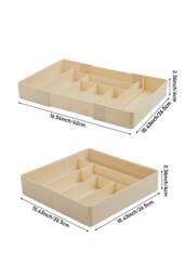Living and Home 8-Compartment Adjustable Drawer Storage Organiser Tableware Storage Box Cutlery Tray in Cream - thumbnail 5