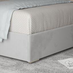 KDMD George Upholstered Soft Velvet Metal Designer Bed Frame in Grey - Size: Small Double - thumbnail 4