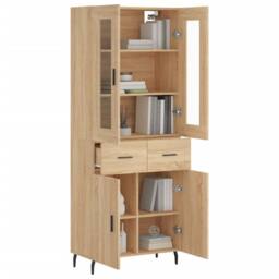 Berkfield Home Highboard Sonoma Oak 69.5x34x180 cm Engineered Wood in Brown - thumbnail 3