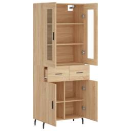 Berkfield Home Highboard Sonoma Oak 69.5x34x180 cm Engineered Wood in Brown - thumbnail 4