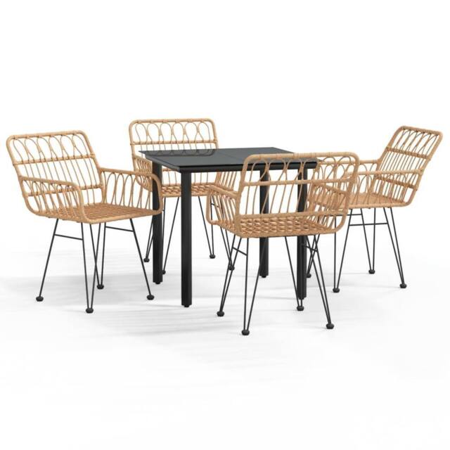Berkfield Home 5 Piece Garden Dining Set Poly Rattan in Brown - image 1