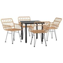 Berkfield Home 5 Piece Garden Dining Set Poly Rattan in Brown - thumbnail 3