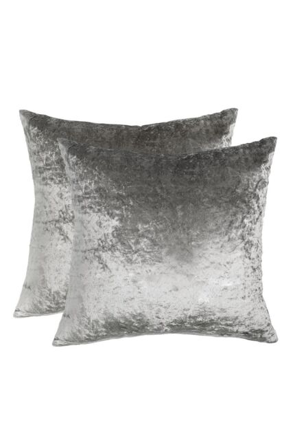 OHS Luxury Crushed Velvet Set of 2 Cushion Covers Plain in Silver - image 1