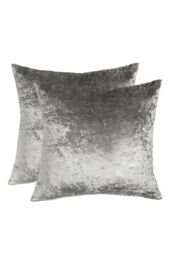 OHS Luxury Crushed Velvet Set of 2 Cushion Covers Plain in Silver - thumbnail 1