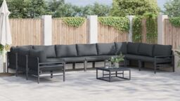Berkfield Home Garden Sofa Set 11 pcs Anthracite Steel - thumbnail 4