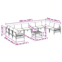 Berkfield Home Garden Sofa Set 11 pcs Anthracite Steel - thumbnail 8