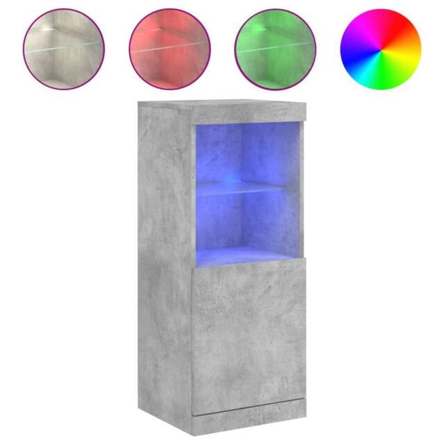 Berkfield Home Sideboard with LED Lights Concrete Grey 41x37x100 cm - Size: 41 x 37 x 100 cm - image 1