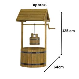 Marco Paul 120cm Wooden Wishing Well Planter in Light Tan - thumbnail 7