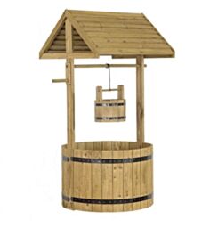 Marco Paul 120cm Wooden Wishing Well Planter in Light Tan - thumbnail 2