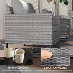 Wyld Haus Dobaso 3 Piece Grey Rattan Bistro Set with Tempered Glass Table - thumbnail 7