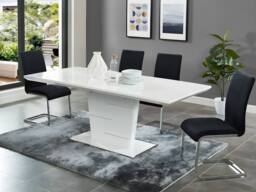 Vente-unique Extendable Dining Table - 6 - 8 Seater - Lacqured White MDF - AMELLE - thumbnail 3