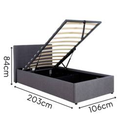 Home Source Ottoman Storage Bed End Lift Hopsack Fabric Bed Frame Gas Lift in Grey - Size: Single - thumbnail 6