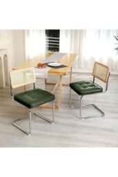 Living and Home 2Pcs Vintage Dining Chairs in Green - thumbnail 1