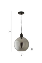 ValueLights Bellamy Smoked Glass Globe Matte Black Single Ceiling Pendant Light in Grey - thumbnail 7