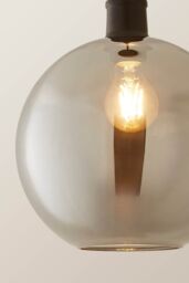 ValueLights Bellamy Smoked Glass Globe Matte Black Single Ceiling Pendant Light in Grey - thumbnail 4