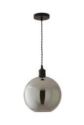 ValueLights Bellamy Smoked Glass Globe Matte Black Single Ceiling Pendant Light in Grey - thumbnail 6
