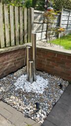 Primrose 3-Tier Stainless Steel Tube Outdoor Water Feature Fountain LEDs 100cm in Metallic Silver - thumbnail 2