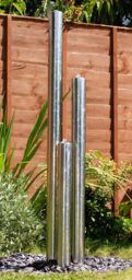 Primrose 3-Tier Stainless Steel Tube Outdoor Water Feature Fountain LEDs 100cm in Metallic Silver - thumbnail 1