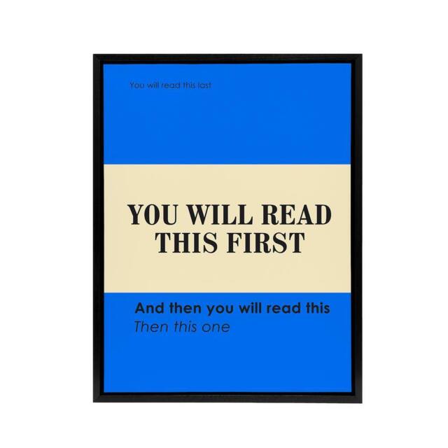 "Artery8 You Will Read This First Blue Simple Modern Black Framed Canvas Art - Size: W12"" x H16""" - image 1