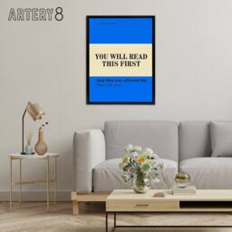 "Artery8 You Will Read This First Blue Simple Modern Black Framed Canvas Art - Size: W12"" x H16""" - thumbnail 3