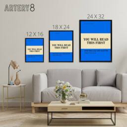 "Artery8 You Will Read This First Blue Simple Modern Black Framed Canvas Art - Size: W12"" x H16""" - thumbnail 4